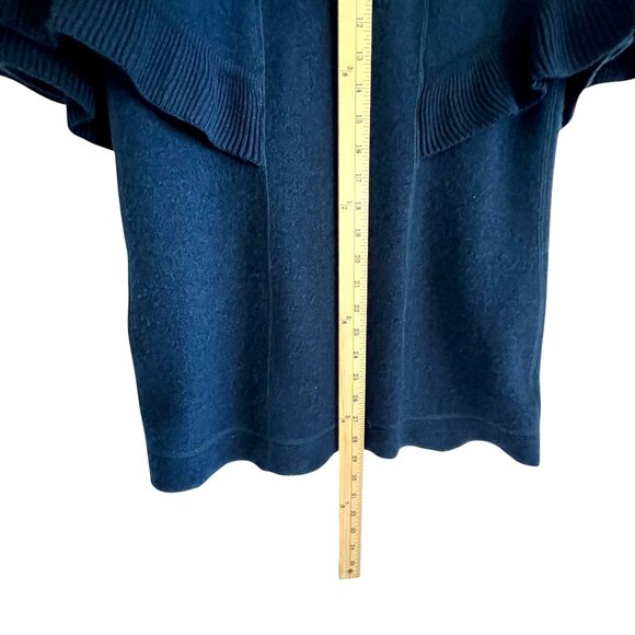 Soft Surroundings Wool Angora Wrap XS Navy Knit Poncho Buttons - Picture 11 of 11